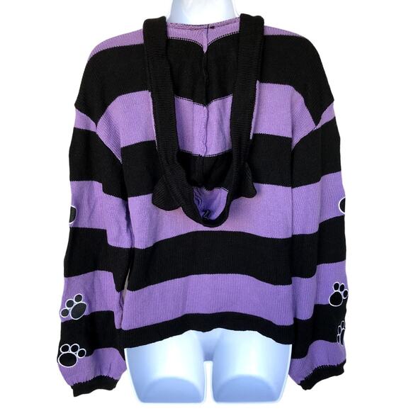 Kikis Delivery Service JiJi Black Cat Purple and Black Stripe Zip Cardigan sz S - Picture 4 of 8